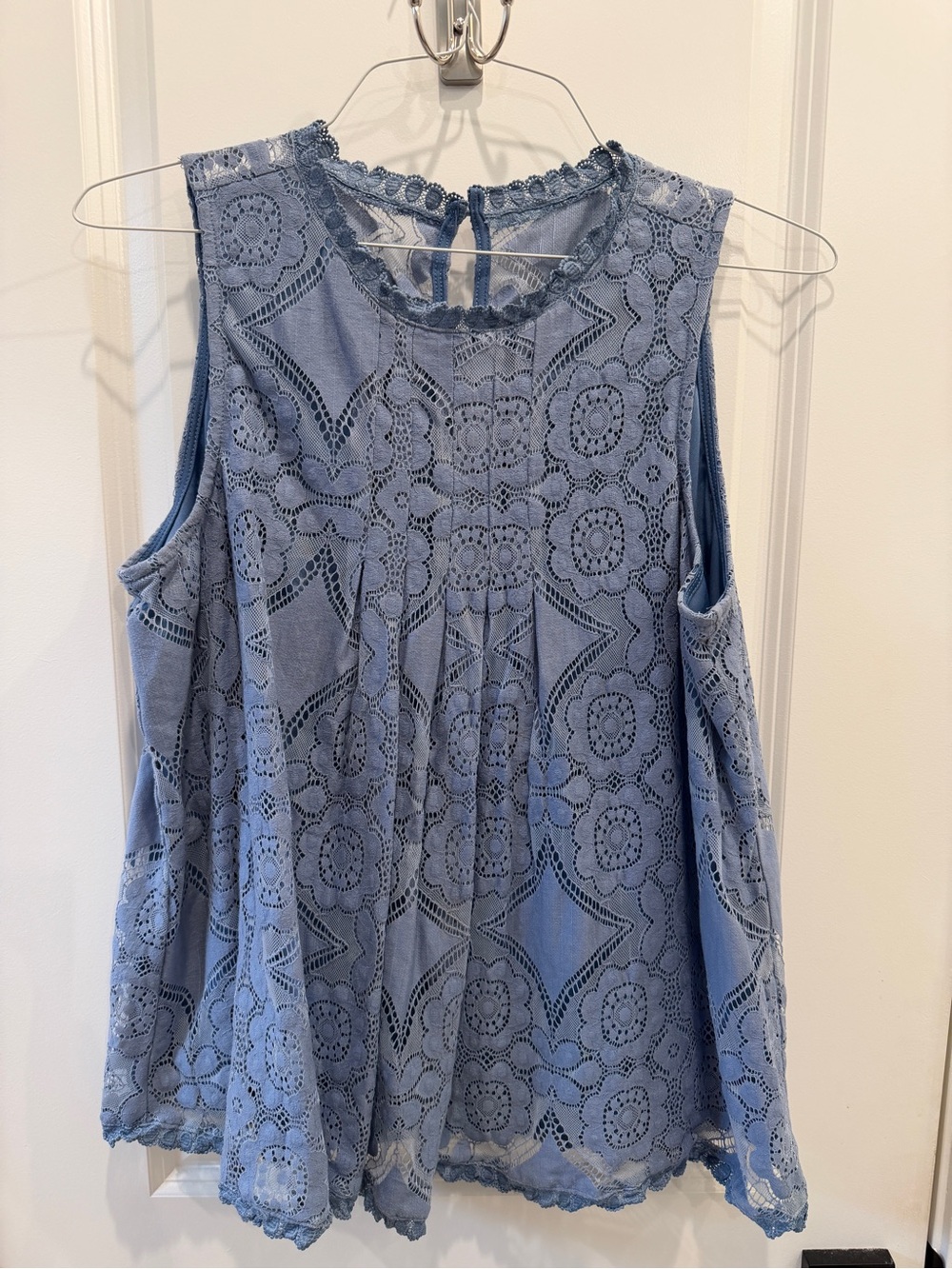 Doe & Rae Light Blue Lace Panel Top